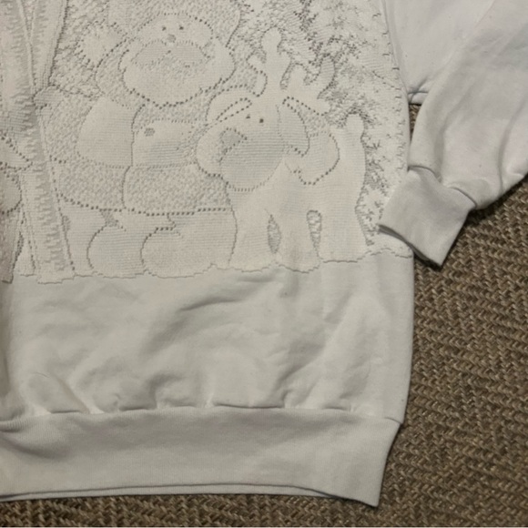 UGLY CHRISTMAS SWEATER vintage white cut out pullover crewneck X1 - Picture 3 of 7